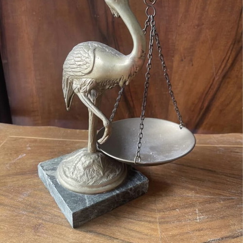 Vintage brass scale used, art piece 41cm height