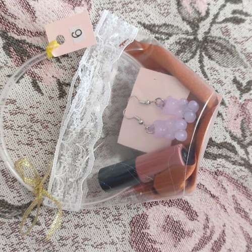 Beauty set with hair clip, earrings, and matte lipstick new