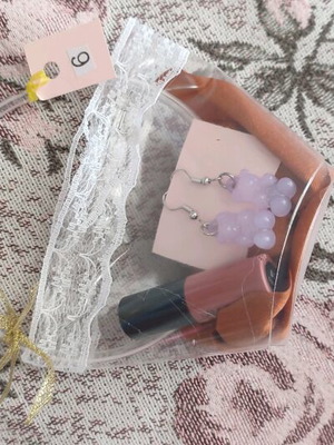 Beauty set with hair clip, earrings, and matte lipstick new