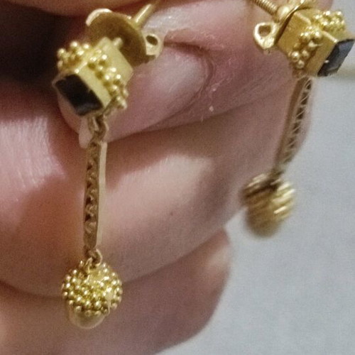 Vintage jewelry set 1978 18k gold with black sapphires like new