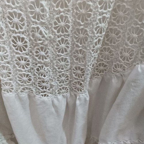 White Linen Shirt like new with front design and back shoulder cord