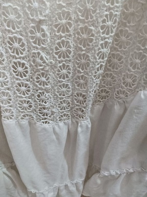 White Linen Shirt like new with front design and back shoulder cord