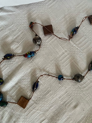 Vintage necklace used, brown and multicolored