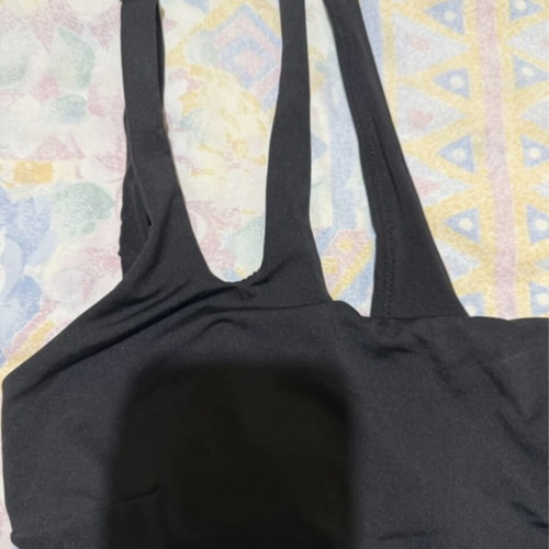 H&M Black Bikini Top One Shoulder with Double Strap New