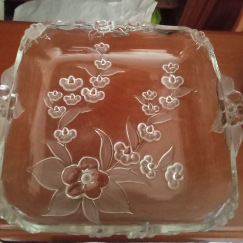 Walterglas crystal fruit bowl with floral design, like new