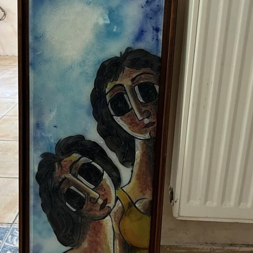 Painting on glass by Nikos Zarras like new, handmade