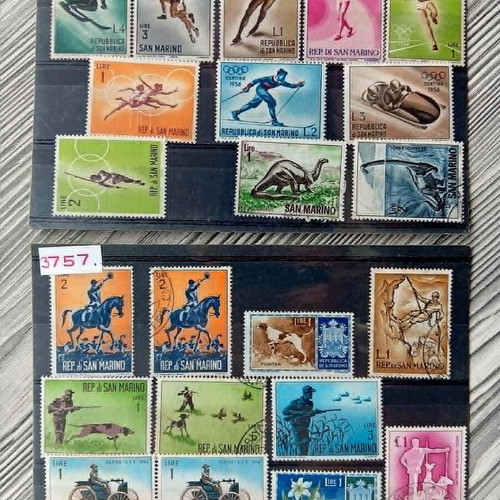 San Marino stamps like new, 2 cards from 1950s
