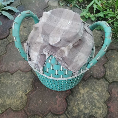 Glass demijohn with plastic wicker used, about 9-10 liters