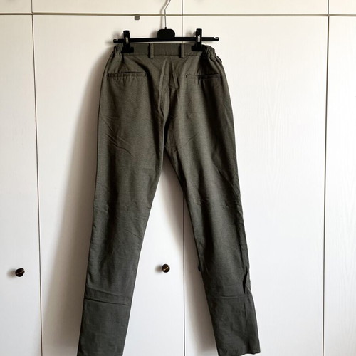 Men's cotton fabric pants straight fit, like new, brown and green