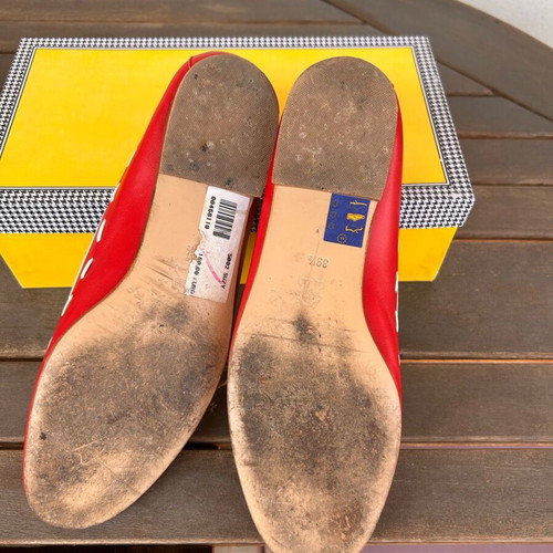 Vasilis Zoulias red leather ballet flats size 39.5 like new