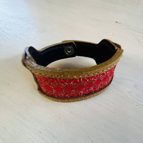 Diesel leather bracelet like new, brown and red fabric