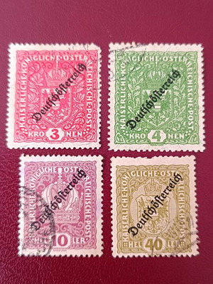 Austria 1919 stamps used with overprint, set of 4