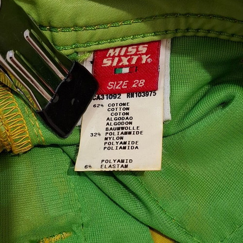 Miss Sixty Y2K Flared Pants New Old Stock Lime Green Size 28