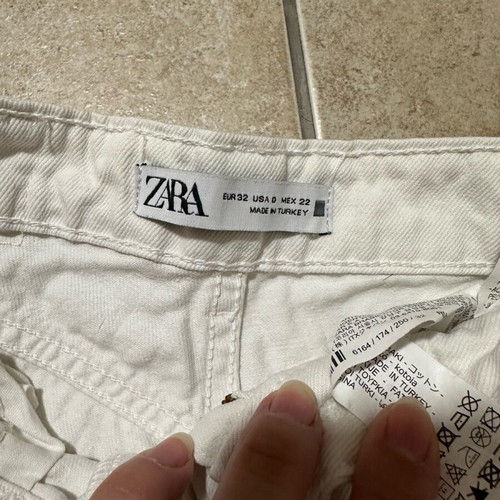 Zara women's pants used, mom fit, white, size XXS
