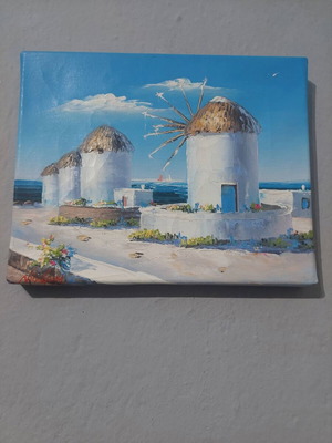 Old oil painting on canvas with impasto technique, like new