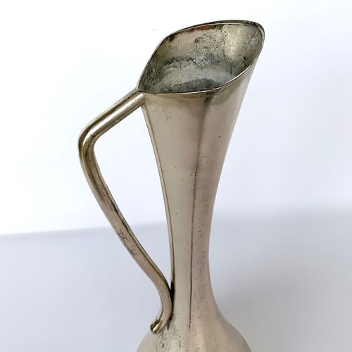 Silver-plated small vase with handle used, minimal design