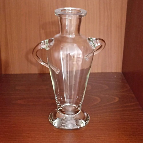 Decorative glass carafe vintage figure with male hat