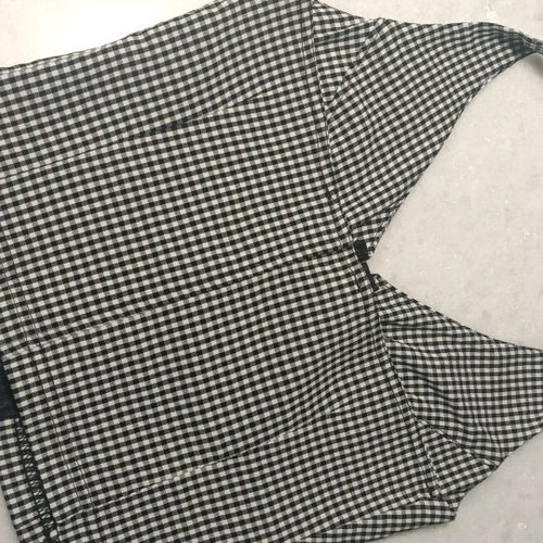 Vintage black and white gingham crop top halter neck like new