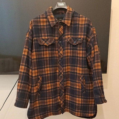Urban Outfitters plaid jacket, unisex oversized, blue and orange