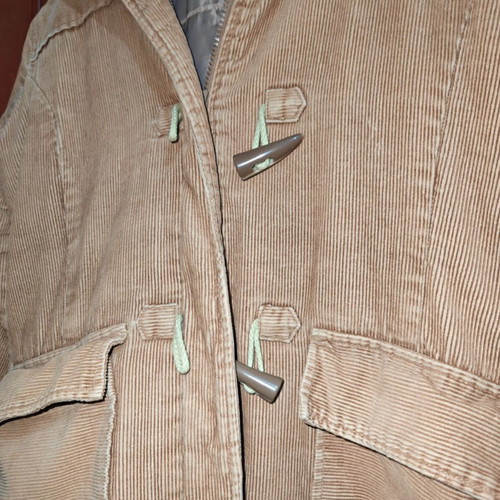 Vero Moda corduroy duffle coat with faux fur hood, tan
