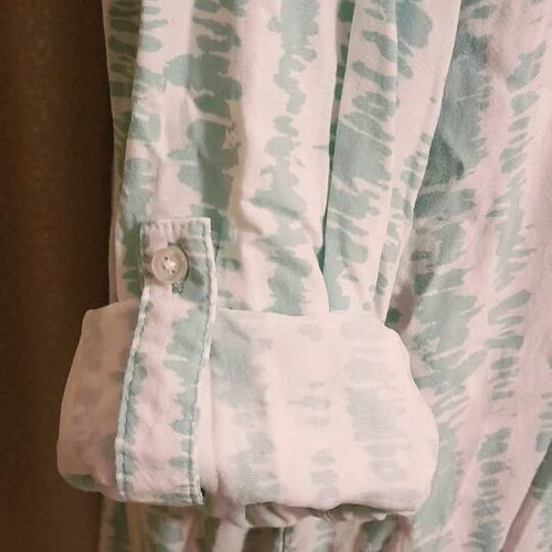 Seasons long-sleeve blouse like new, white with mint, size L