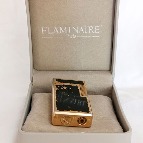 Flaminaire Quercia Butane Pocket Lighter vintage with original leather case used