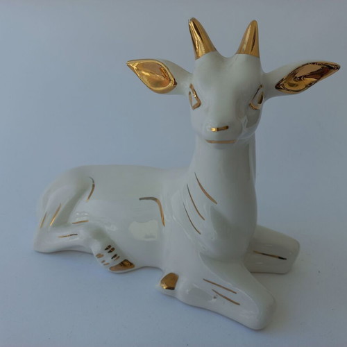 Vintage porcelain decorative deer - goat like new, large