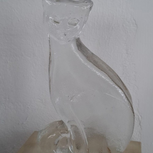 Glass Art Cat Figurine by Bertil Vallien for Kosta Boda, Sweden 1970s like new