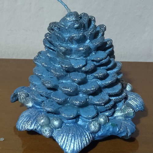 Christmas candle blue tree new