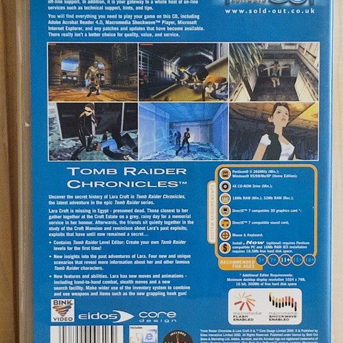Tomb Raider Chronicles PC game, 2 discs