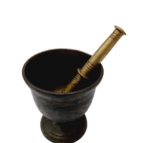 Antique Greek Brass Mortar and Pestle used, vintage kitchen decor