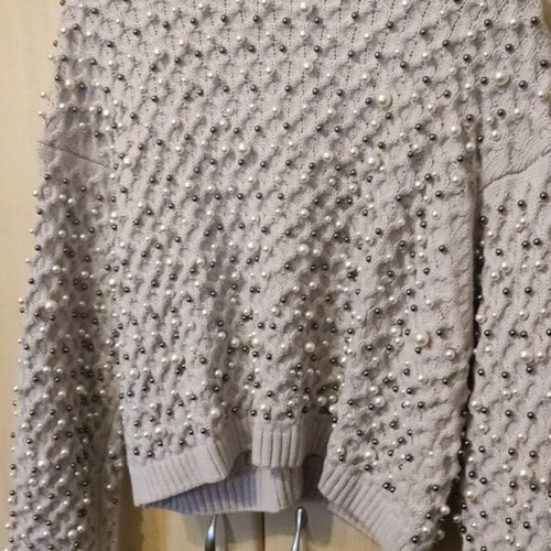 Zara cardigan handmade knitted gray-beige new with beads