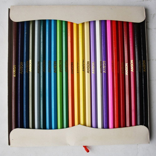 Vintage 80's 24x Anson large colored pencils new, Taiwan
