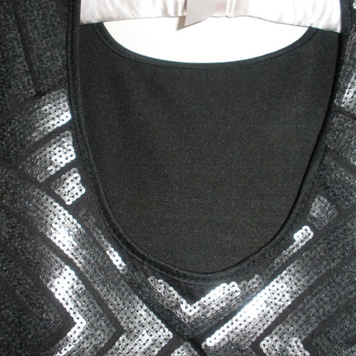 Women's party dress tunic with silver sequins, black, M