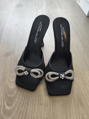Sante mules black with rhinestone bow size 38 new