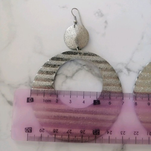 Modern silver earrings very large like new