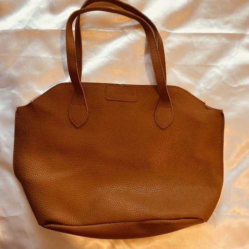 Large women's shoulder bag Jingpin in brown cognac eco leather like new