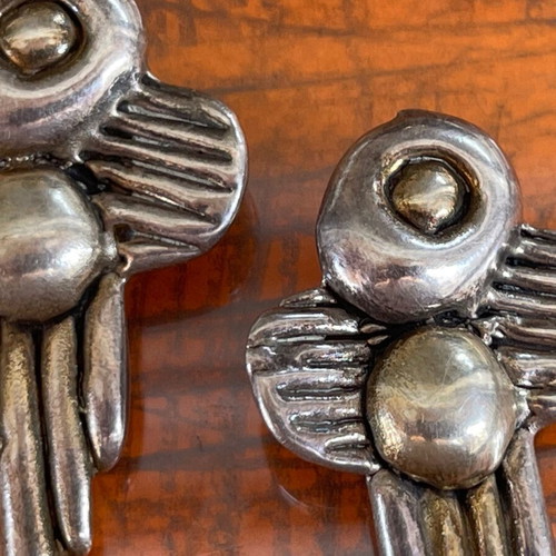 Silver earrings antique large branded used handmade 925