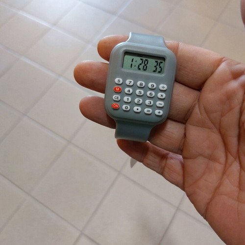 Digital watch with calculator and gray silicone strap new