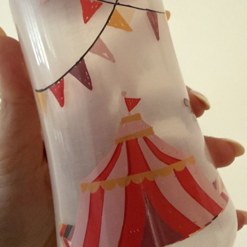 Suavinex baby bottle 270ml used, pink circus series