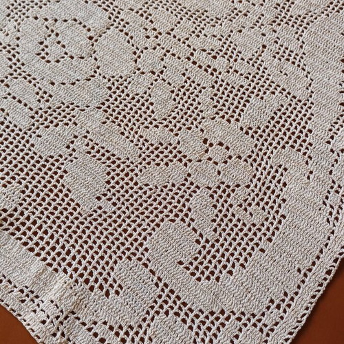 Handmade knitted beige motif new, 54×72.5 cm