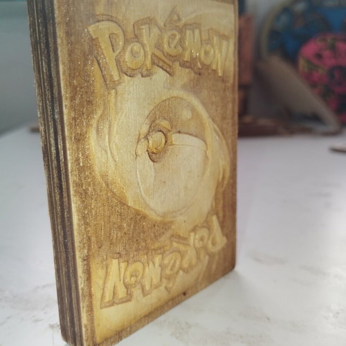 Wooden Pokemon decorative card with stand, MissingNo