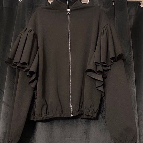 Women's zip-up jacket new, black, Greek fabric