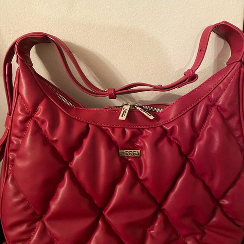 Doca shoulder bag burgundy fuchsia magenta medium size new