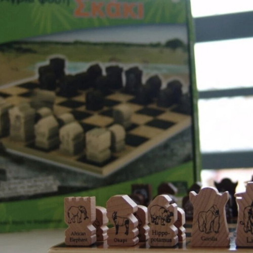WWF chess set used with wooden animal figures