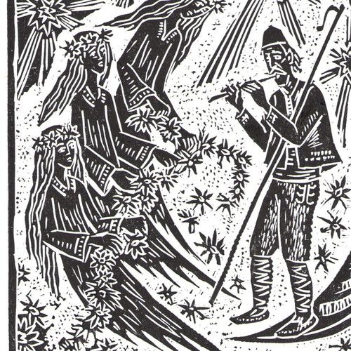 Linocut Samodivsko Horo new, size A4