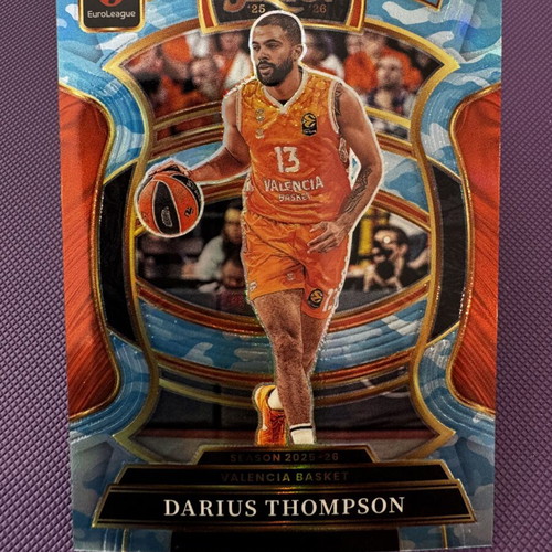 Darius Thompson 2025-26 Panini Select EuroLeague Blue Camo Concourse card, perfect condition