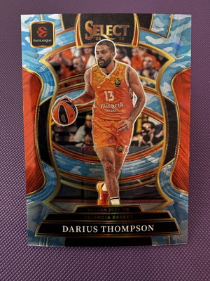 Darius Thompson 2025-26 Panini Select EuroLeague Blue Camo Concourse card, perfect condition