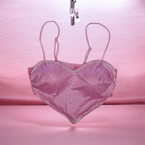 Primark Pink Diamanté Heart Bralette top