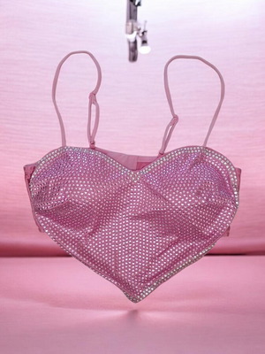 Primark Pink Diamanté Heart Bralette top